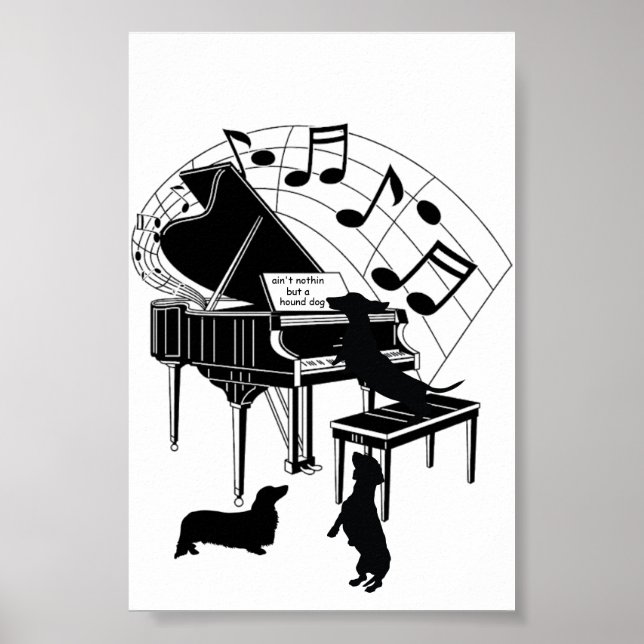 Singing Dachshund Piano Print Poster Paper (Matte) (Front)