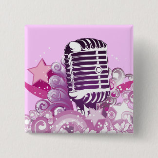 singing diva vintage microphone vector 15 cm square badge