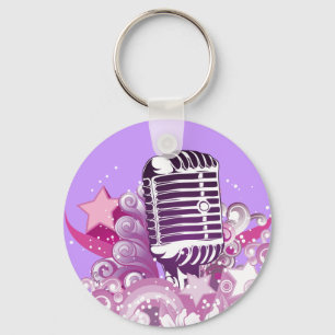 singing diva vintage microphone vector key ring