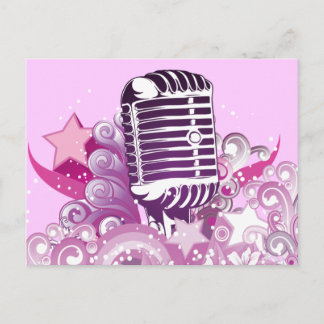 singing diva vintage microphone vector postcard