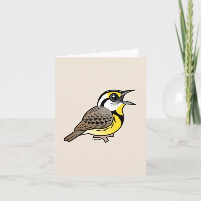 Singing Eastern Meadowlark Holiday Card (Front)