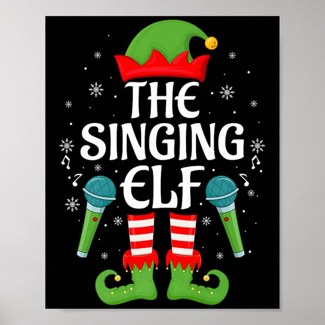 Singing Elf Christmas Family Men Women Kids Elf Sq Poster (Front)