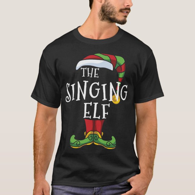 Singing Elf Family Matching Christmas Gift Pajama T-Shirt (Front)