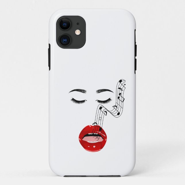 Singing Face with Musical Notes, Music Lover Gift  Case-Mate iPhone Case (Back)