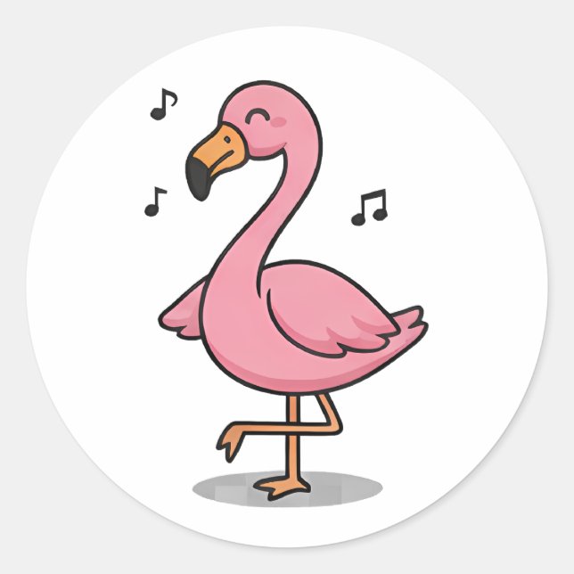 Singing Flamingo Classic Round Sticker (Front)