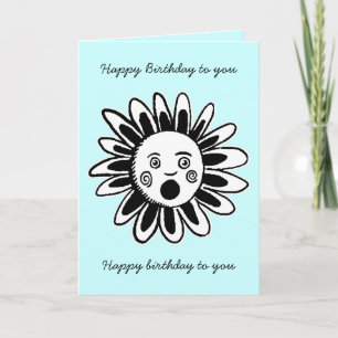 Singing Flower - Happy Birthday Song - Pale Blue Card