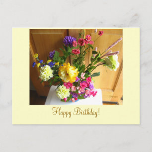 Singing Flowers Happy Birthday Postcard