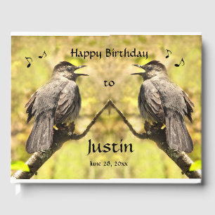 Singing Grey Catbirds Birthday Party Guest Book