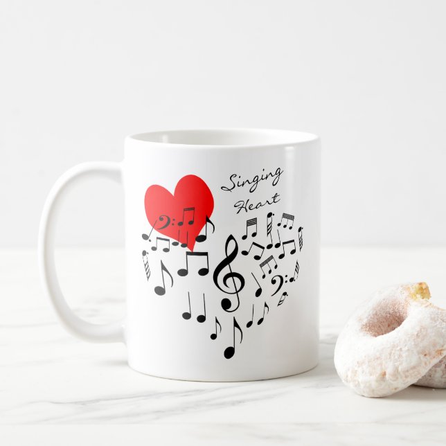 Singing Heart Love Is In The Air funny Coffee Mug (With Donut)