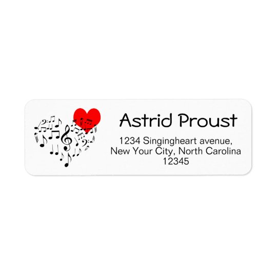 Singing Heart one-of-a-kind Return Address Label