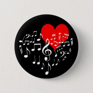 Singing Heart one-of-a-kind romantic black 6 Cm Round Badge