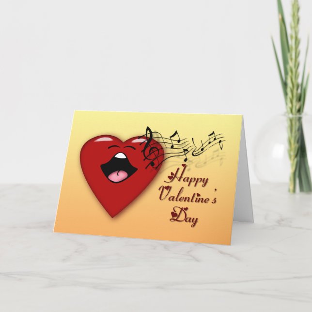 Singing heart Valentine Holiday Card (Front)