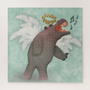 Singing Hippopotamus Christmas Angel  Jigsaw Puzzle