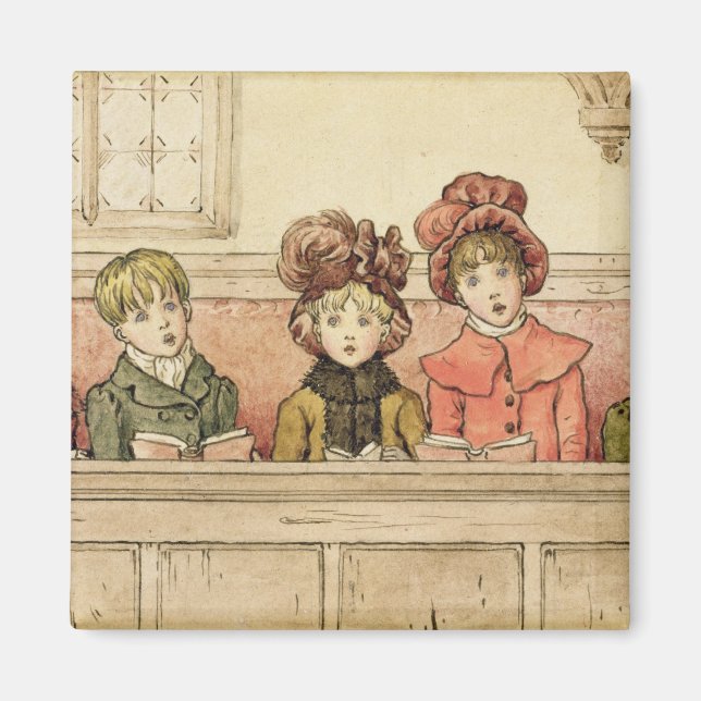 Singing in church (w/c on paper) magnet (Front)