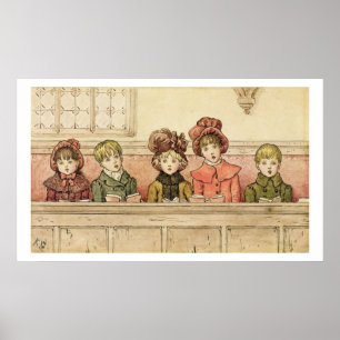 Singing in church (w/c on paper) poster