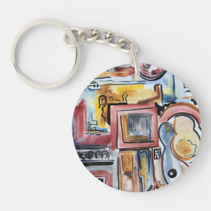 Singing In The Kitchen-Abstract Watercolor Art Key Ring