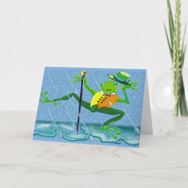 singing in the rain frog card (Front)