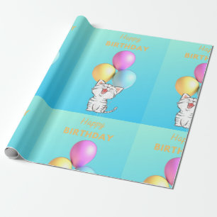 SINGING KITTEN HAPPY BIRTHDAY WRAPPING PAPER