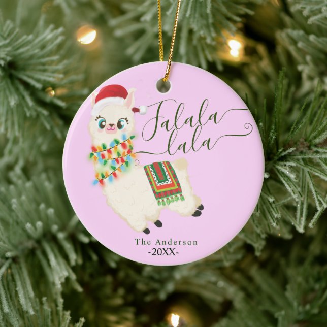 Singing Lalala llama, Ceramic Tree Decoration (Tree)
