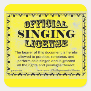 Singing License Square Sticker