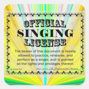 Singing License Square Sticker