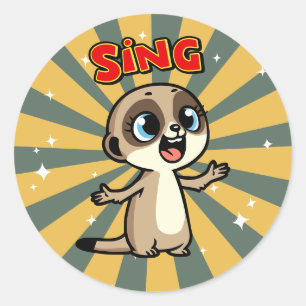 Singing Meerkat Classic Round Sticker