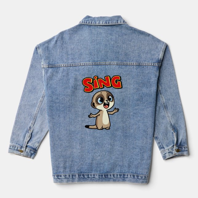 Singing Meerkat Denim Jacket (Back)