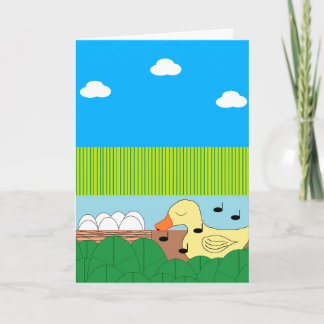 Singing Mother Duck Near Water: Blank Card
