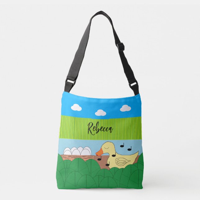 Singing Mother Duck Near Water:   Crossbody Bag (Front)