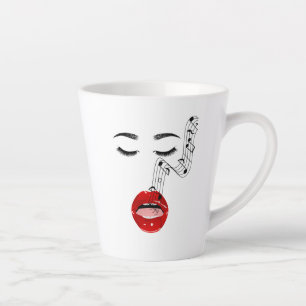 Singing Musical Female Face  Latte Mug