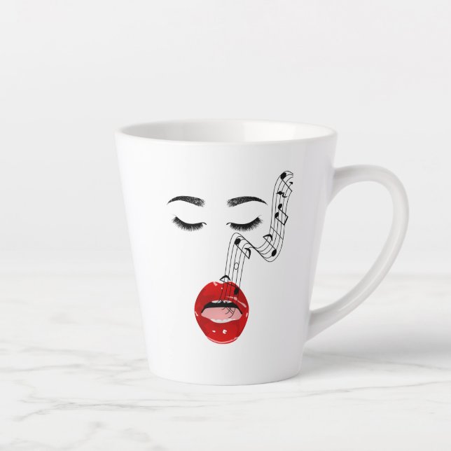    Singing Musical Female Face  Latte Mug (Right)