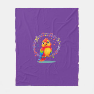**Singing Parrot – Cute Parrot Singing Illustratio Fleece Blanket