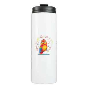 **Singing Parrot – Cute Parrot Singing Illustratio Thermal Tumbler