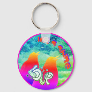 Singing  Rainbow Bird Let's Shine Love Key Ring