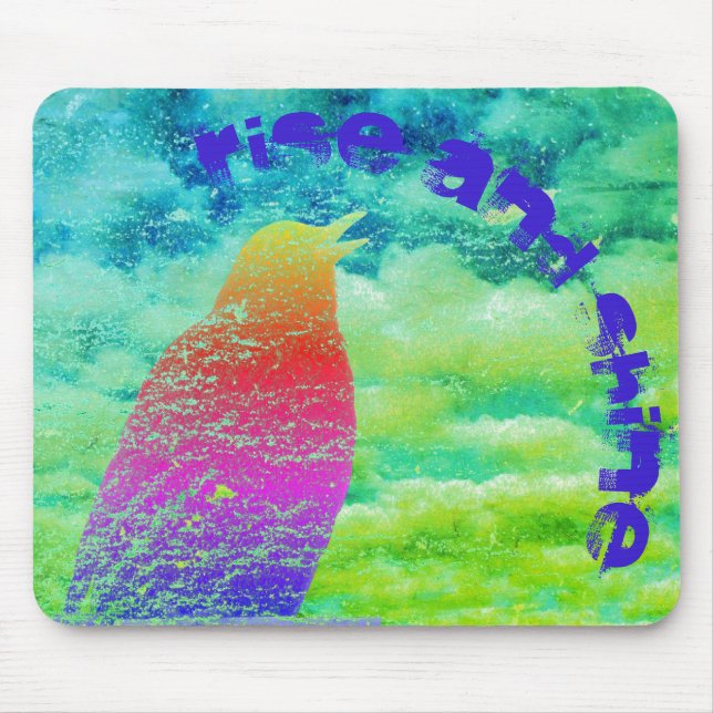 Singing  Rainbow Bird with your text Mouse Mat (Front)