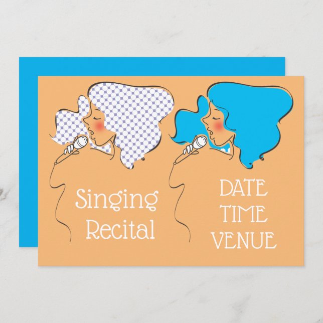 Singing recital retro vocal performance invitation (Front/Back)