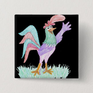 Singing Rooster 15 Cm Square Badge