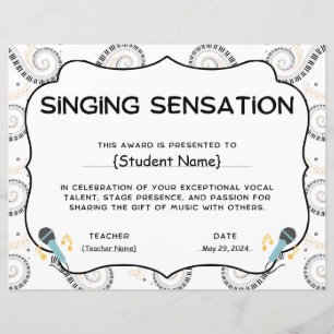 Singing Sensation Student Recognition Award