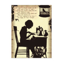 Singing Sewing Lady Vintage Fairy Poem