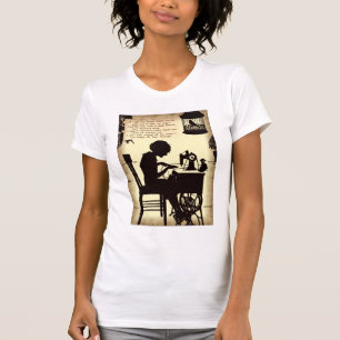 Singing Sewing Lady Vintage Fairy Poem T-Shirt