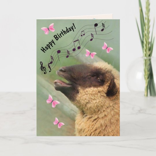 Singing Sheep Happy Birthday Card | Zazzle.co.uk