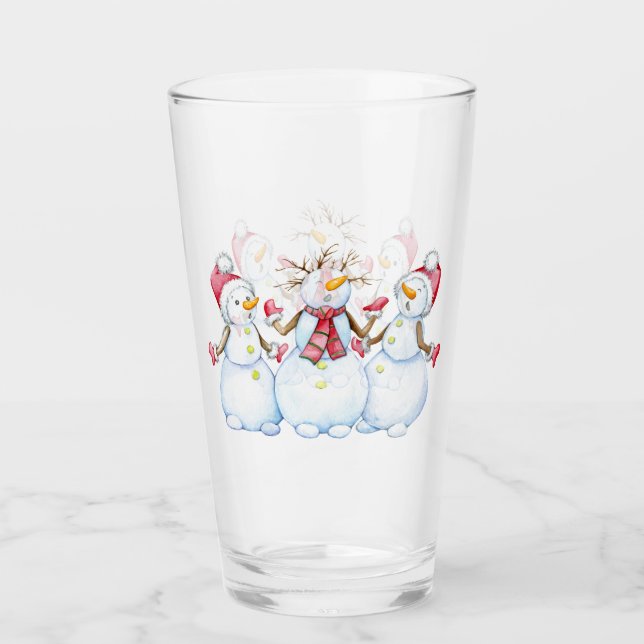 Singing Snowmen  Glass (Front)