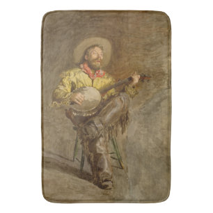 Singing Spanish Cowboy w Banjo Playing Trail Song Bath Mat