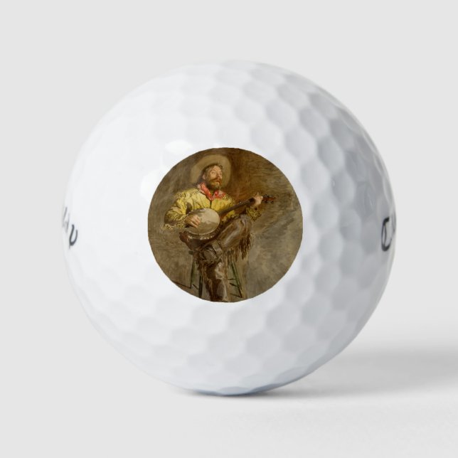 Singing Spanish Cowboy w Banjo Playing Trail Song Golf Balls (Front)