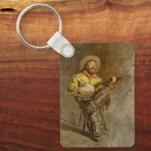 Singing Spanish Cowboy w Banjo Playing Trail Song Key Ring