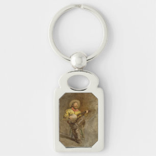Singing Spanish Cowboy w Banjo Playing Trail Song Key Ring