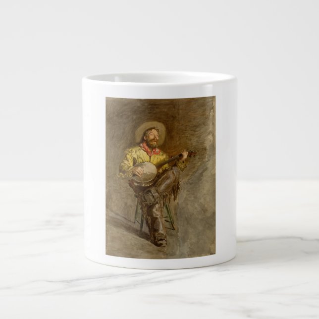 Singing Spanish Cowboy w Banjo Playing Trail Song Large Coffee Mug (Front)