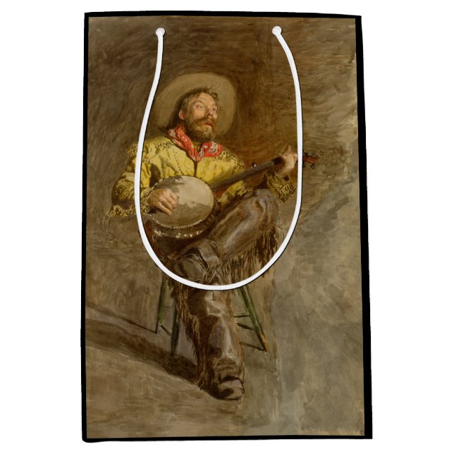 Singing Spanish Cowboy w Banjo Playing Trail Song Medium Gift Bag (Front)