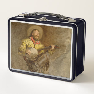 Singing Spanish Cowboy w Banjo Playing Trail Song Metal Lunch Box
