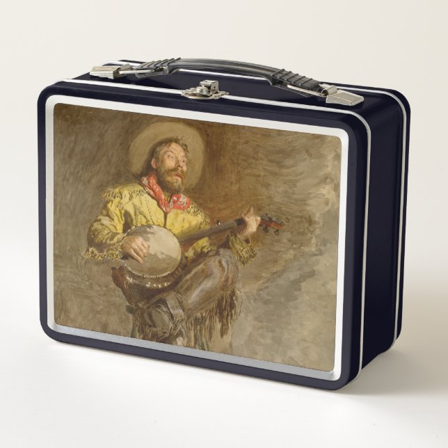 Singing Spanish Cowboy w Banjo Playing Trail Song Metal Lunch Box (Front)